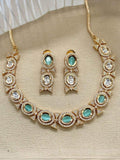 Ishhaara Light Blue Indian Zircon Necklace Set