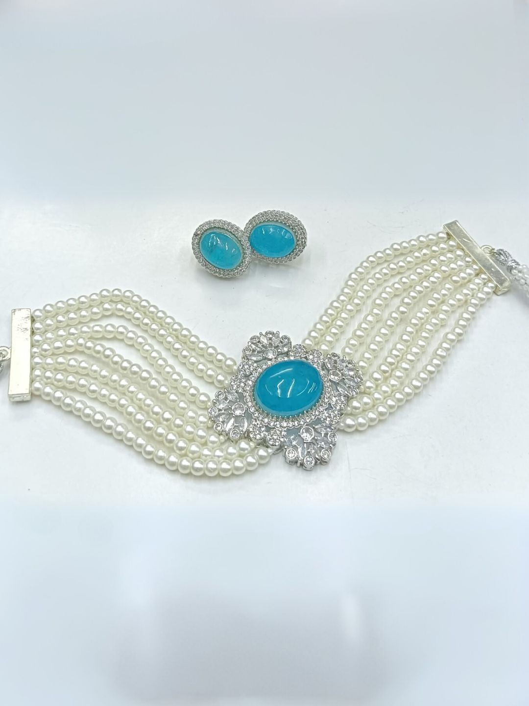 Ishhaara Light Blue Kareena Kappor Khan Inspired Pearl Choker Necklace