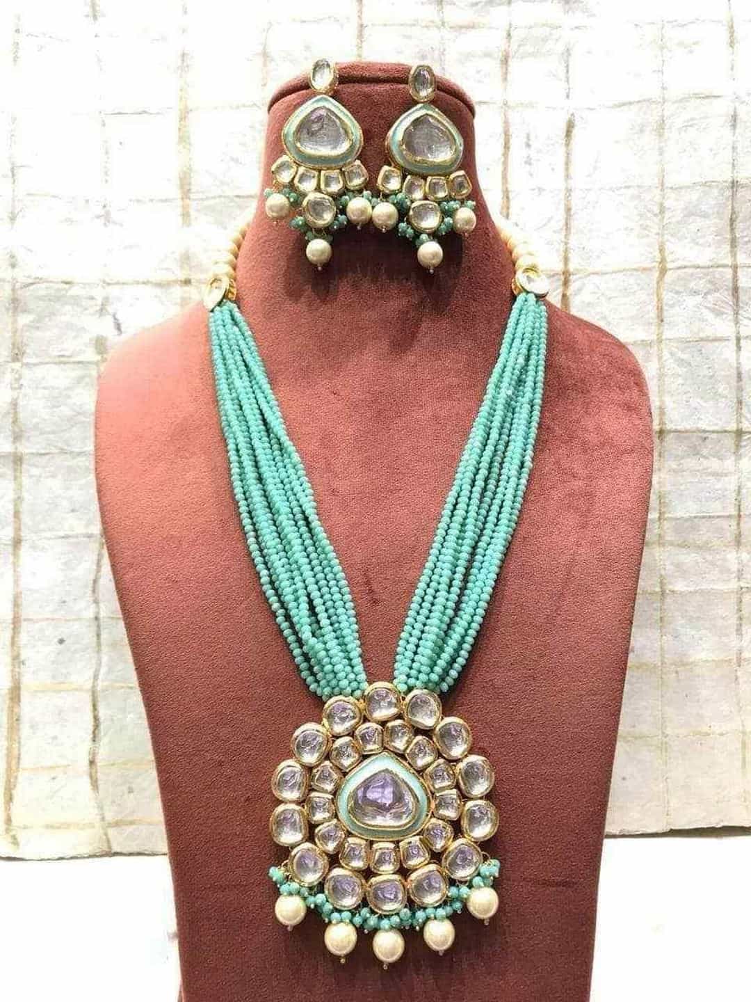 Ishhaara Light Blue Meena kundan necklace