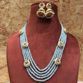 Ishhaara Light Blue Onex Multi Drop Motif Necklace With Jumki