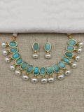 Ishhaara Light Blue Regal Pearlish Necklace