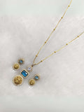 Ishhaara Light Blue Sabyasachi Inspired Square Kundan Pendant Necklace