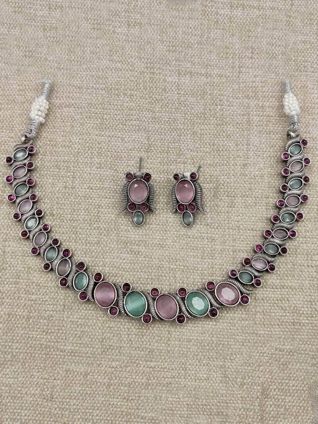 Ishhaara Stone Studded Oxidized Choker Set