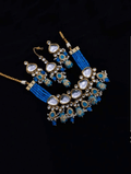 Ishhaara Light Blue Triangular Kundan Onex Necklace And Earring Set