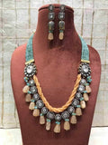 Ishhaara Light Blue Twisted Color Necklace With White Stone