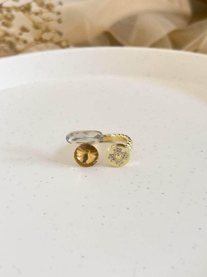 Ishhaara Dior Crystal Gold Tone Open Ring