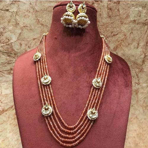 Ishhaara Light Brown Onex Multi Drop Motif Necklace With Jumki