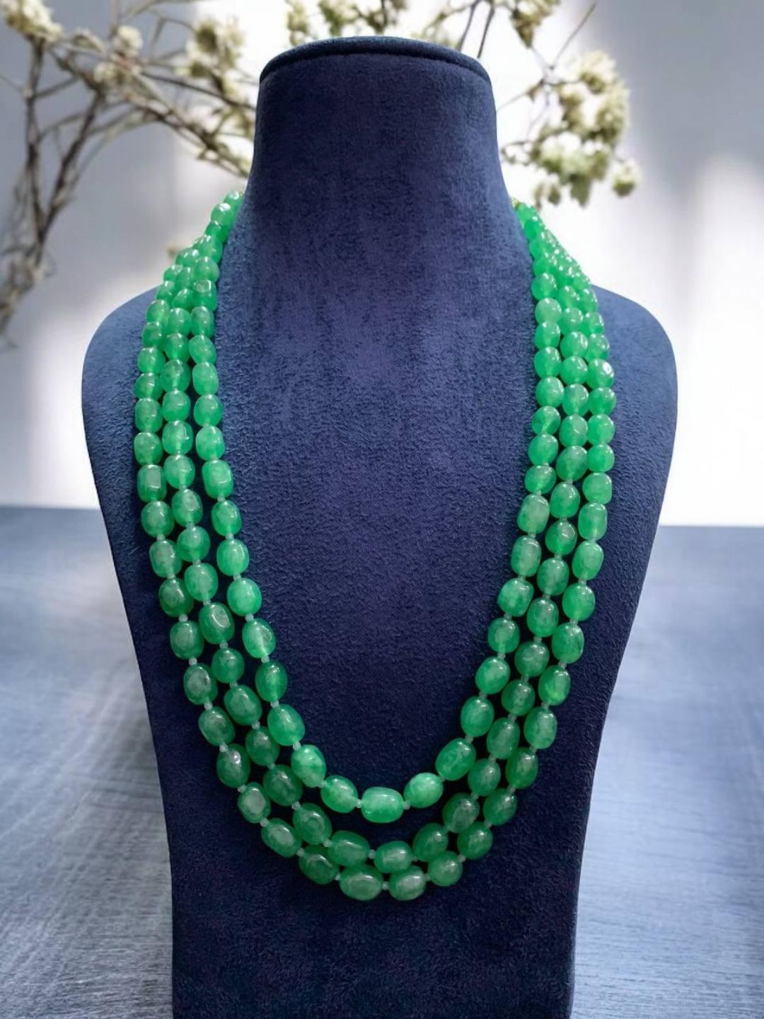 Ishhaara Green 3 Layered Beads Necklace