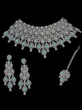 Ishhaara Light Green Ad Full Covered Bridal Necklace Set