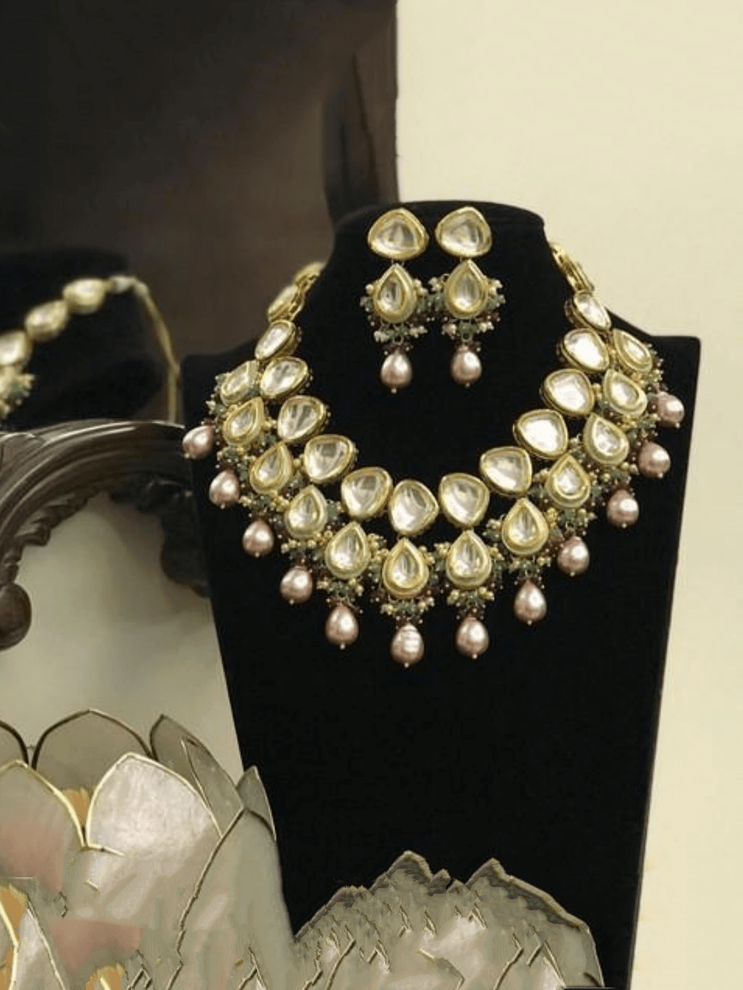 Ishhaara Big Kundan Drop Meena Necklace