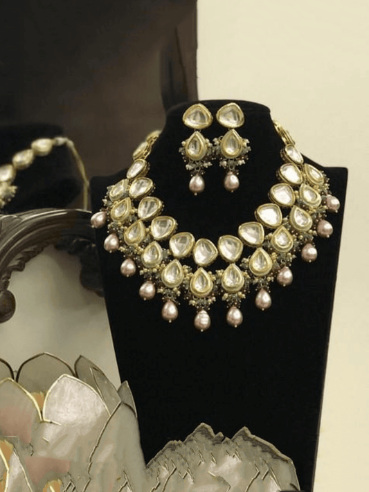 Ishhaara Big Kundan Drop Meena Necklace