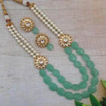 Ishhaara Light Green Chakra Side Patch Necklace Set