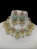 Ishhaara Light Green Designer Multi Color Beaded & Kundan Necklace