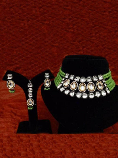 Ishhaara Dual Tonned Ad Kundan Choker And Earring Set
