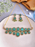 Ishhaara Light Green Emerald Green Kundan Pearl Necklace Set