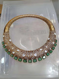 Ishhaara Light Green Exclusive Hand Crafted Kundan Polki Hasli Necklace Set