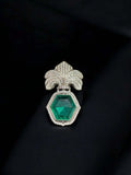 Ishhaara Light Green Geometric Egyptian Sapphire Brooch