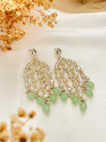 Ishhaara Light Green Gold Plated Contemporary Drop Earrings