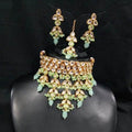 Ishhaara Light Green Kundan Choker Leaf Tassel Necklace Set