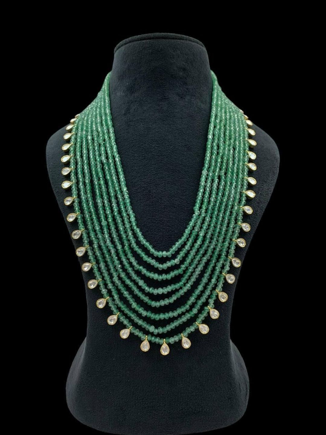 Ishhaara Light Green Kundan Studded Multilayered Necklace