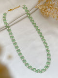 Ishhaara Light Green Layered Pumpkin Beads And Pearl Studded Mala