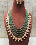 Ishhaara Light Green Long Onyx Kundan Necklace