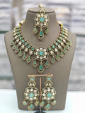 Ishhaara Light Green Mossianite Polki Necklace