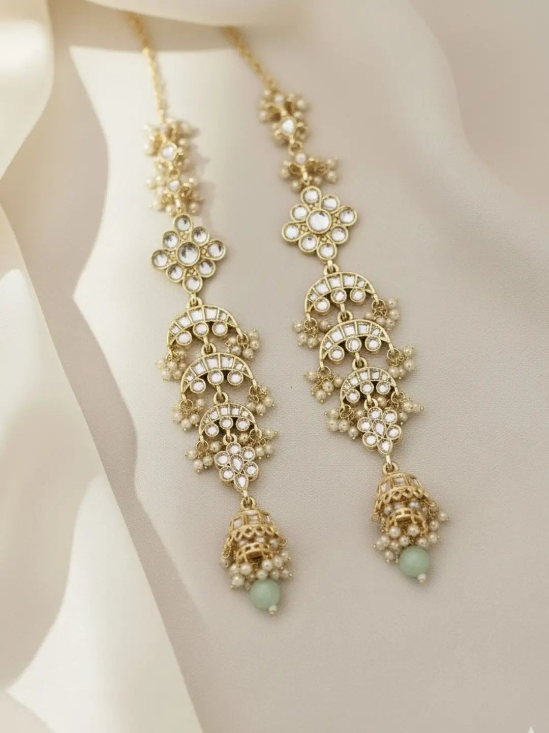 Ishhaara Light Green Noor String Earrings