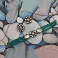 Ishhaara Light Green Onex Flower Ad Kundan Choker Necklace Set