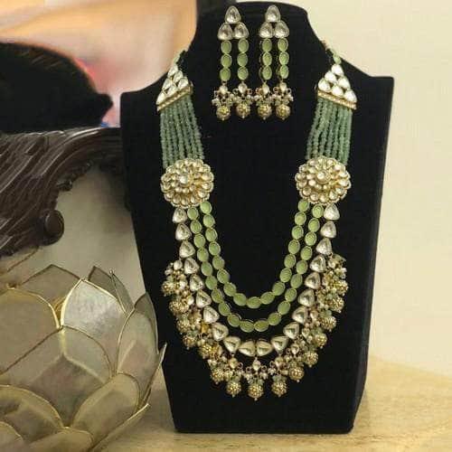 Ishhaara Patchi Side Patch Precious Stone Layered Necklace Set