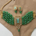 Ishhaara Light Green Rectangular Victorian Necklace Set
