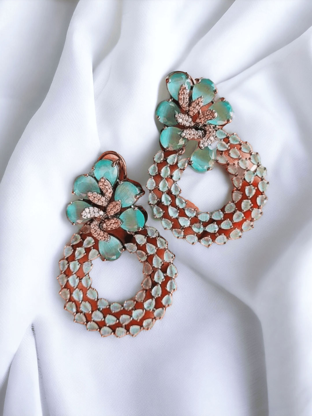 Ishhaara Round Colorful Glam Rhinestone Earrings
