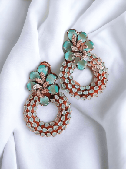 Ishhaara Round Colorful Glam Rhinestone Earrings