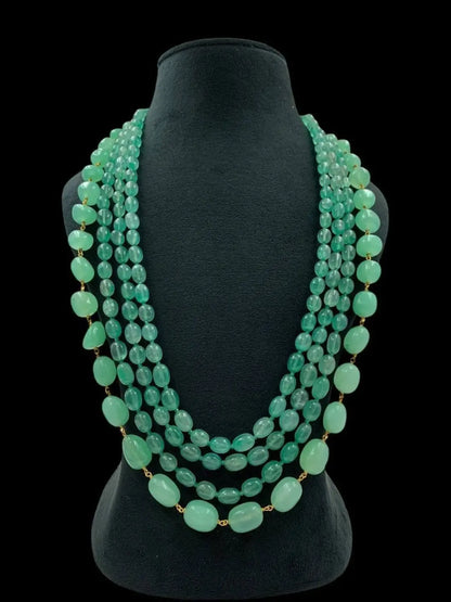 Ishhaara Light Green Semi Precious Stone Studded Handmade Mala