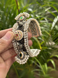 Ishhaara Light Green Silver Finish Oxidised Kada With Meenakari Work