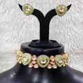 Ishhaara Light Green Simple Meena Kundan Ad Choker Necklace Set