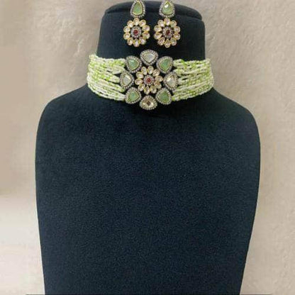 Ishhaara Small Pearls Choker And Earring Set