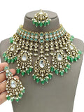 Ishhaara Light Green Tranditional Gold Plated Choker Necklace
