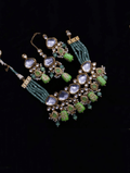 Ishhaara Light Green Triangular Kundan Onex Necklace And Earring Set