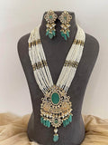 Ishhaara Light Green Victorian Necklace with Monalisa Beads