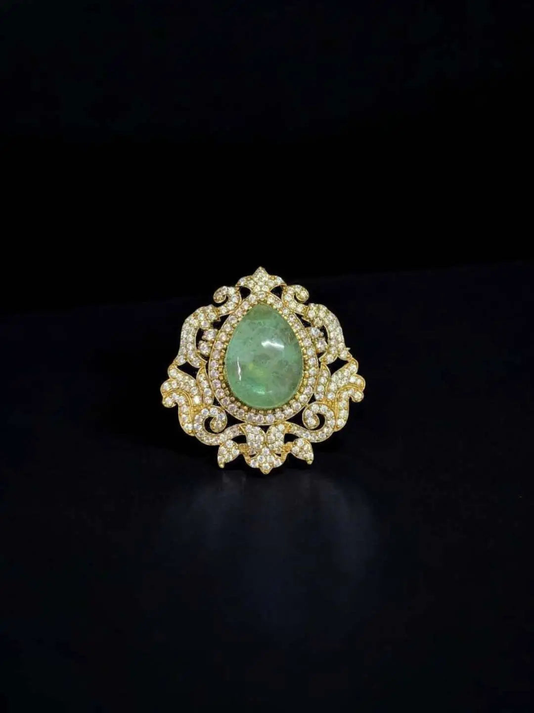 Ishhaara Light Green Vintage Moonstone Style Brooch