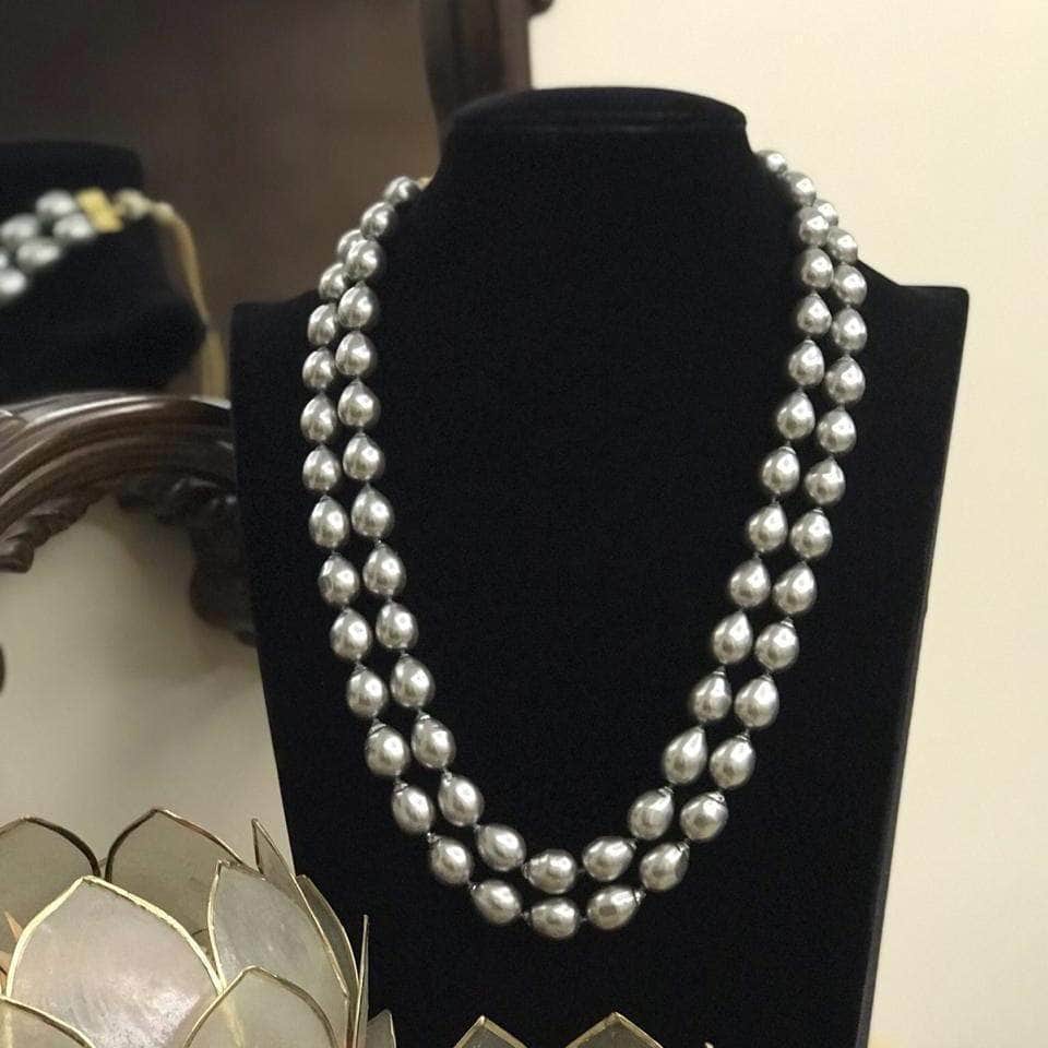 Ishhaara Light Grey Baroque Drop Pearls