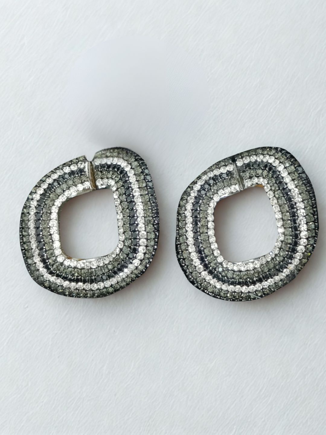 Ishhaara Light Grey Zircon Link Earrings