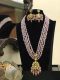 Ishhaara Light Pink 4 Layered Long Pendant Necklace