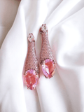 Ishhaara Light Pink Brass Cubic Zirconia Water Drop Earrings
