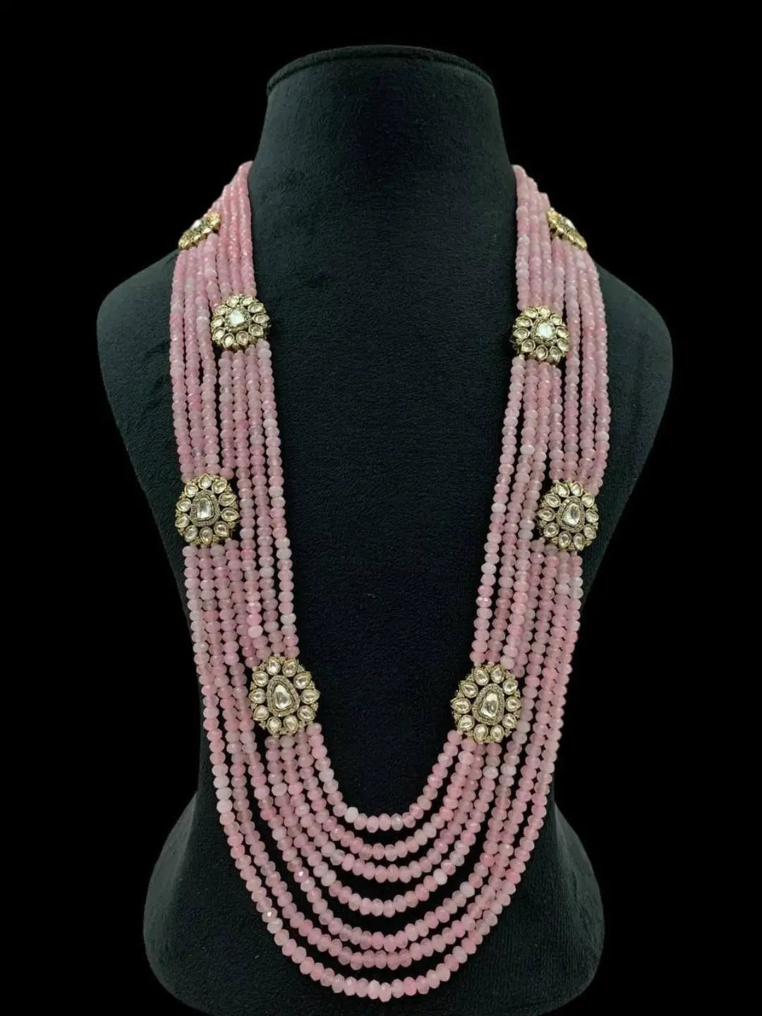 Ishhaara Light Pink Floral Kundan Studded Layered Mala