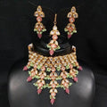 Ishhaara Light Pink Kundan Choker Leaf Tassel Necklace Set
