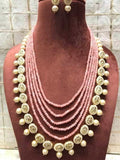 Ishhaara Light Pink Long Onyx Kundan Necklace