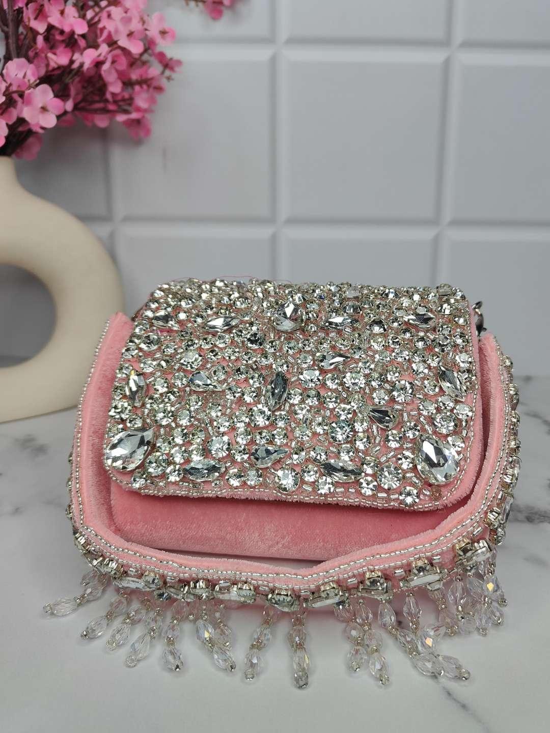 Ishhaara Light Pink Mini Crystal Bag