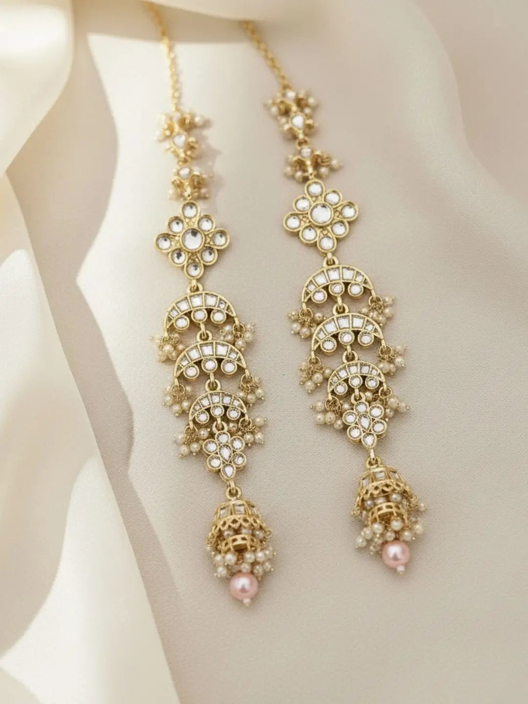 Ishhaara Light Pink Noor String Earrings